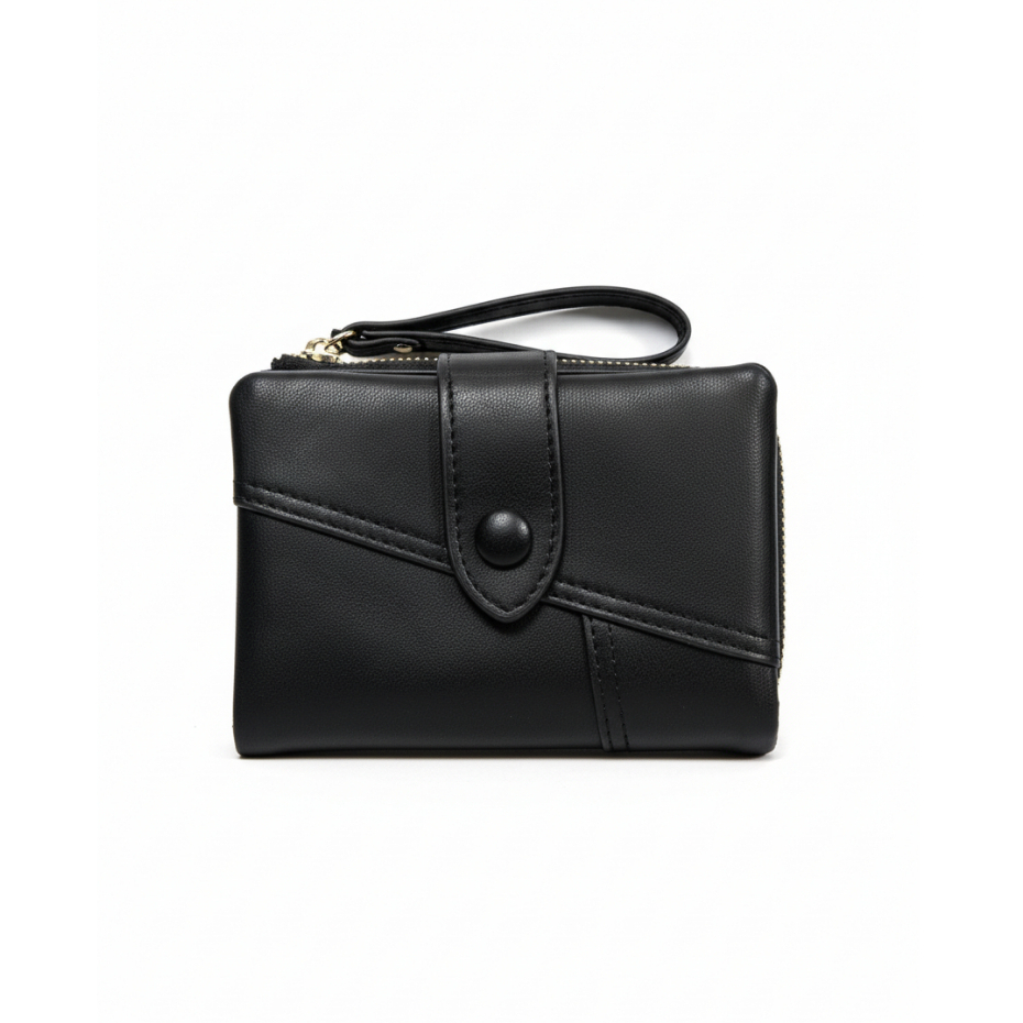 Soir&eacute;e 典雅對折短夾-奶茶色 多卡位收納皮夾 真皮質感 零錢卡片鈔票夾, , large