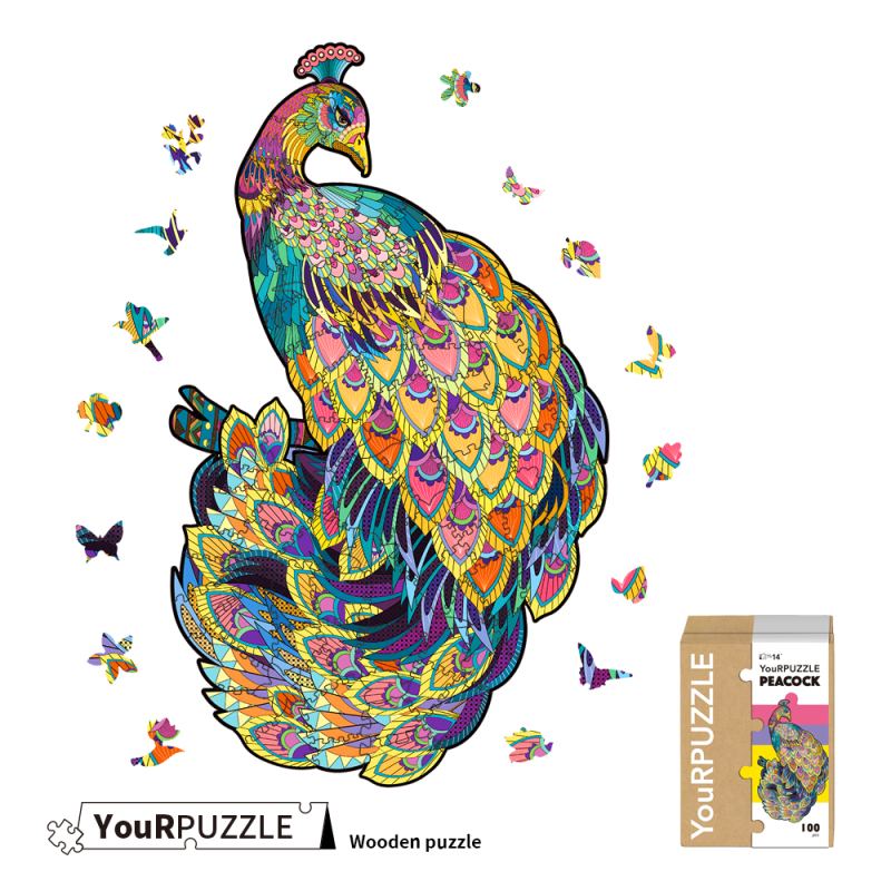 [積木共和國] 【YouRPUZZLE】台灣現貨孔雀拼圖(檢驗合格木質動物拼圖), , large