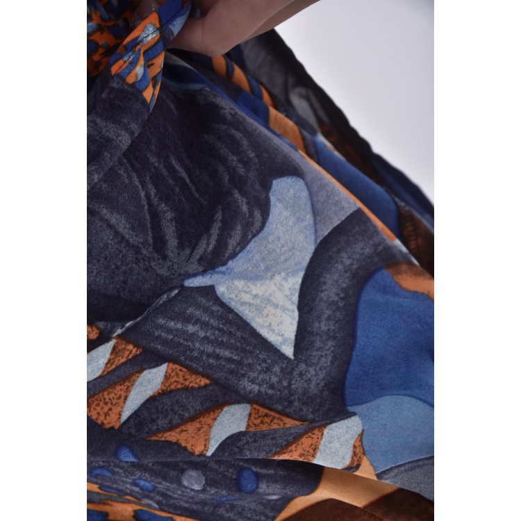 (L) pinko質感羊毛羊毛花紋藍色洋裝二手衣, , large