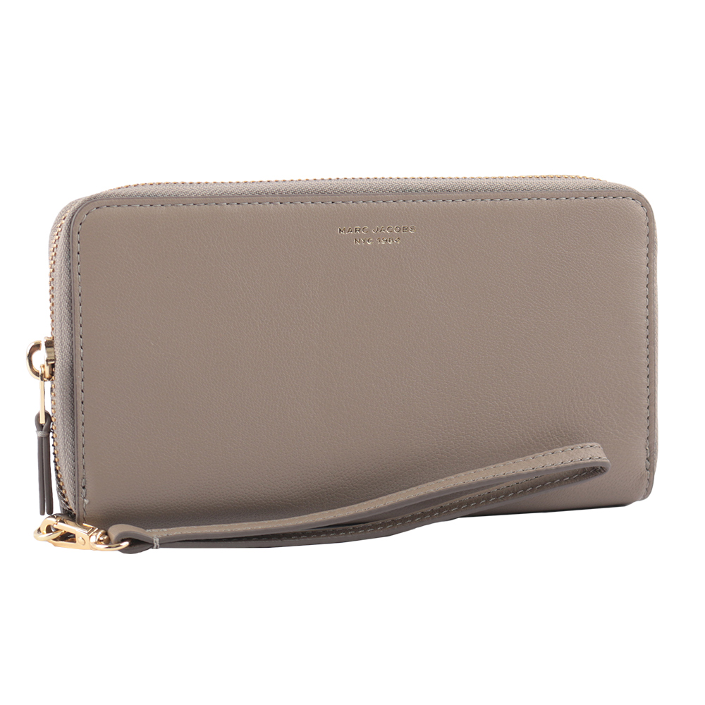 MARC JACOBS THE SLIM 84 山羊皮撞色附提把長夾/水泥灰, , large