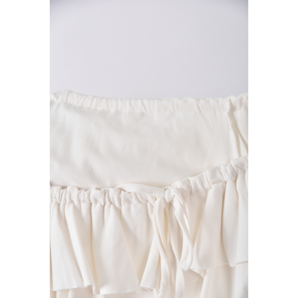 (S) 質感修身短版一字領白色長袖上衣二手衣, , large