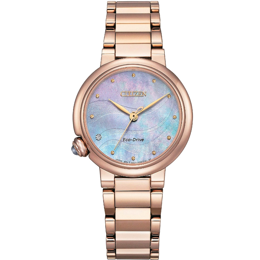 CITIZEN 星辰  L系列 黃昏紫霞 光動能大三針女錶 EM0917-81Y, , large