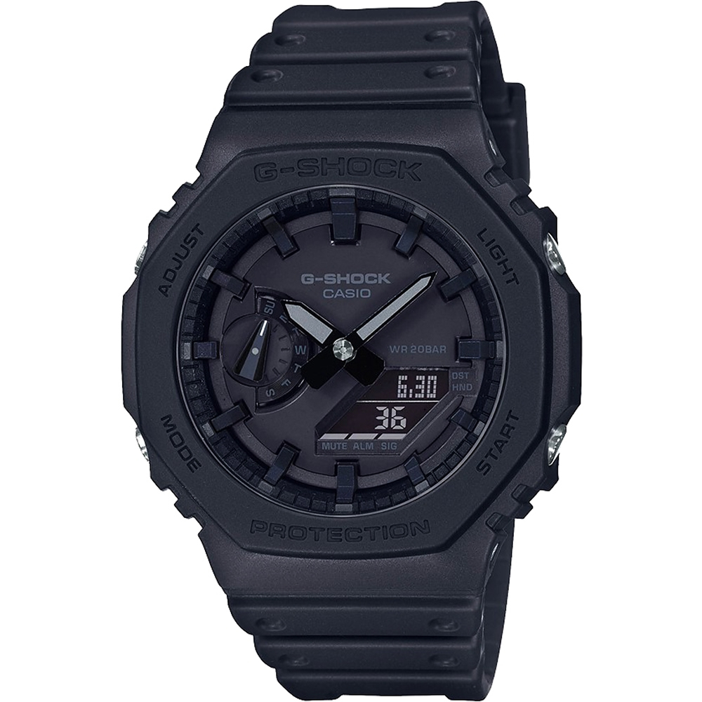 CASIO 卡西歐 G-SHOCK 街頭軍事系列 八角 電子錶-黑 GA-2100-1A1