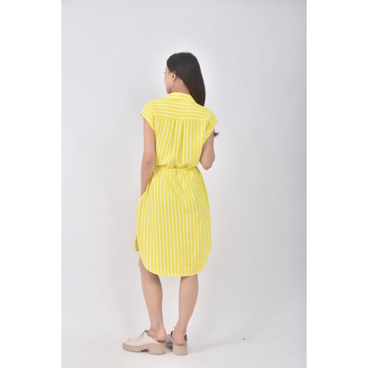 (L) G2000質感無袖亮黃色綁帶洋裝二手衣, , large