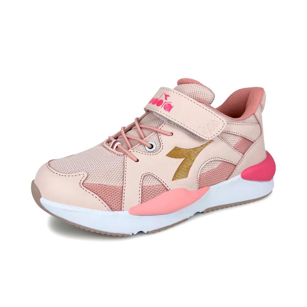 DIADORA迪亞多那 超寬楦兒童跑鞋 童鞋 童運動鞋 輕量 透氣 保護後跟 吸震 減壓 足弓支撐 健康鞋墊 藍 粉, , large