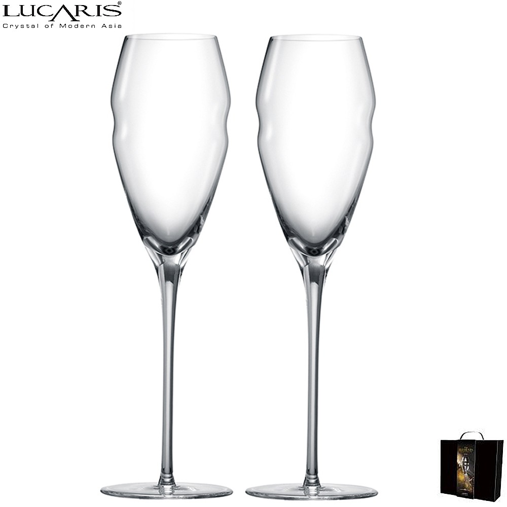 LUCARIS 手工杯 香檳杯 Gold 275ml 2入禮盒組 金益合玻璃器皿, , large