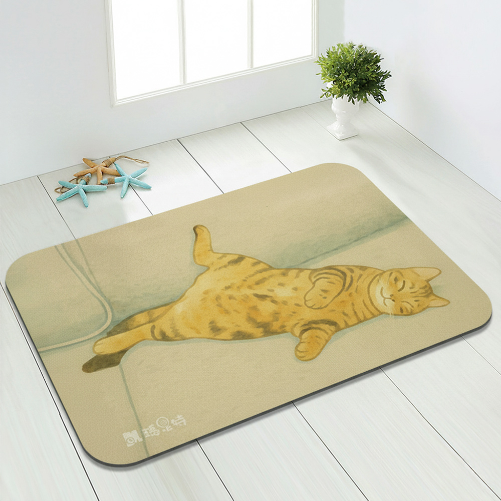 【Monster】 Soft Diatomaceous Earth Absorbent Mat &ndash; Sleepy Flop Cat Series (60x40cm) &ndash; Sleep-Over Cat, , large