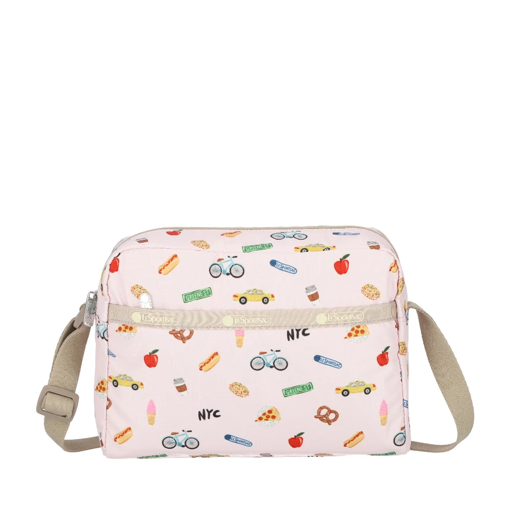 Lesportsac Daniella Crossbody 拉鍊斜背包 側背包 通勤隨身包 送禮 禮物 推薦 女包(紐約城市插畫), , large