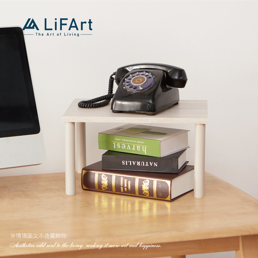 【LiFArt】MIT日系木質增高架/電話架/寵物碗架(40x30x22.5cm)-純白橡木色