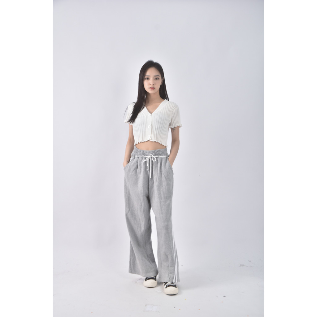 (3XL) gram高腰抽繩灰色長褲二手衣, , large