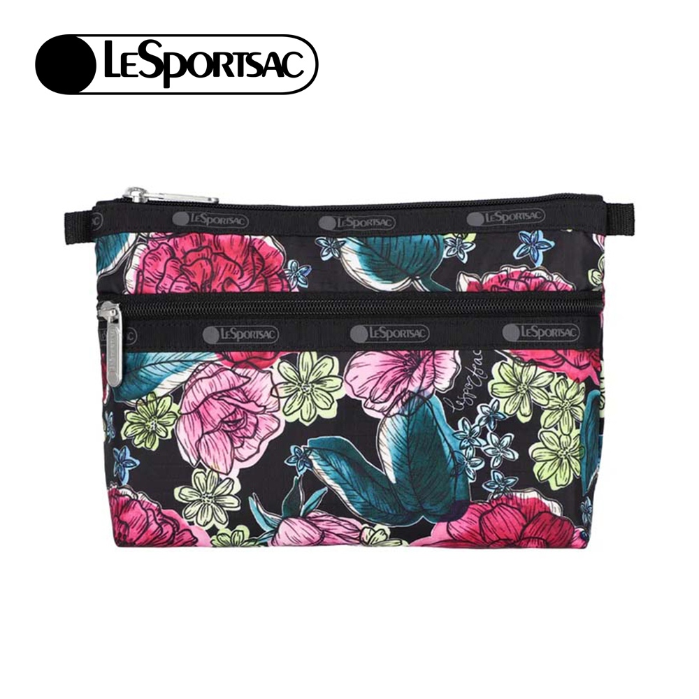 |快速出貨|Lesportsac Cosmetic Clutch 雙層拉鍊收納化妝包/ 夜花織夢, , large