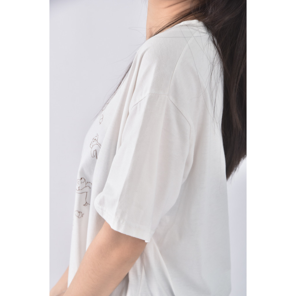 (XL) butter韓牌大圖白色短袖上衣二手衣, , large