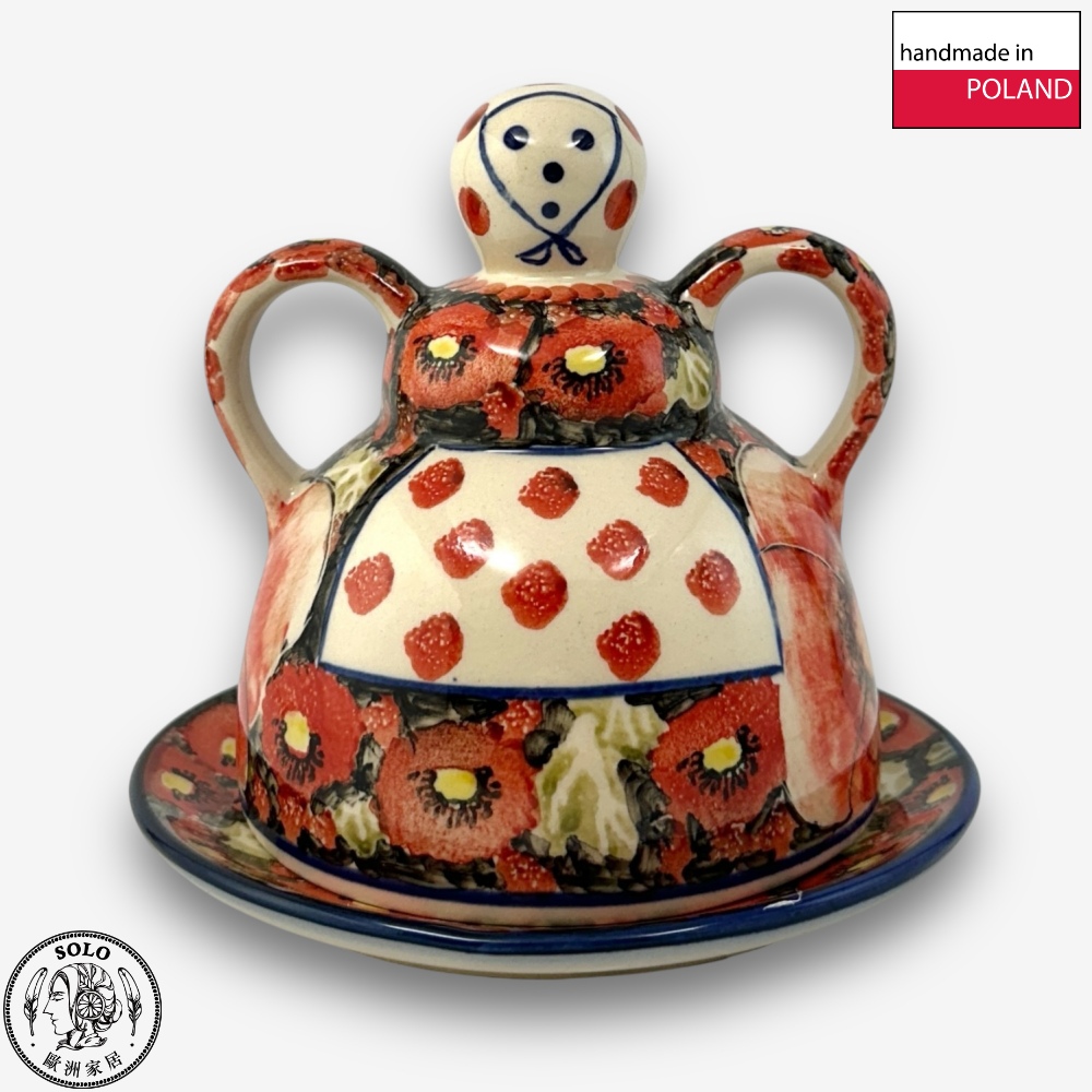 【SOLO歐洲家居】波蘭製 Cerraf 波蘭陶 14cm 起司娃娃 奶油盅/點心盤 赤霞花語系列