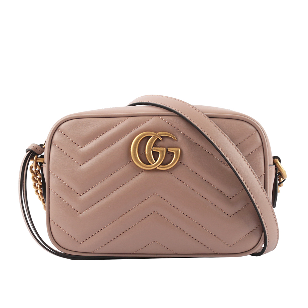 GUCCI Marmont mini款方型側背鍊包/藕粉, , large