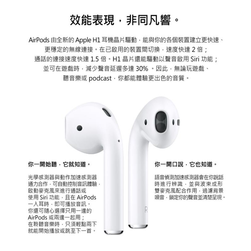 Apple Airpods 2 MRXJ2TA/A 藍芽無線耳機 (搭配無線充電盒) _ 原廠公司貨 (2019), , large