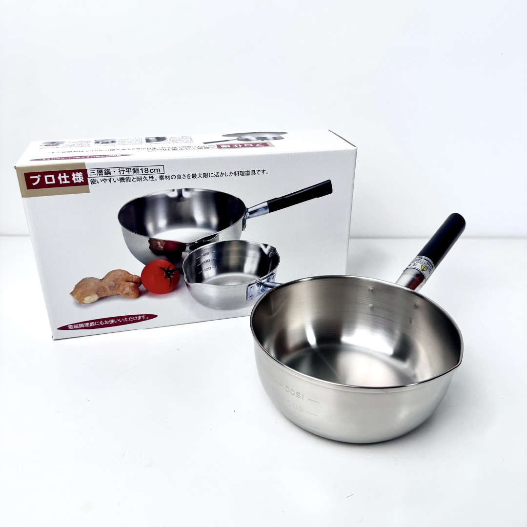 [竹井] 燕三條 18cm 316不鏽鋼專業級三層鋼雪平鍋（含刻度), , large