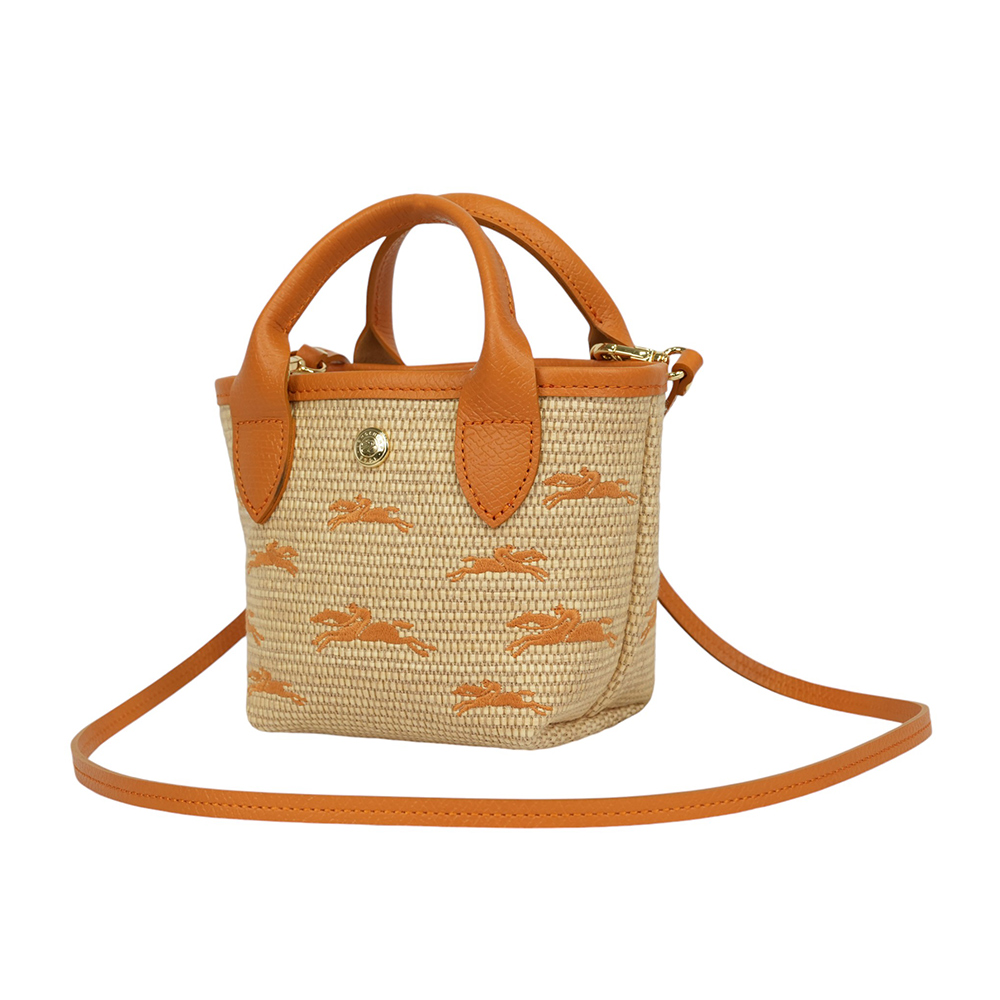 LONGCHAMP XS號 LE PANIER PLIAGE 滿版草編迷你二用包/杏桃色, , large