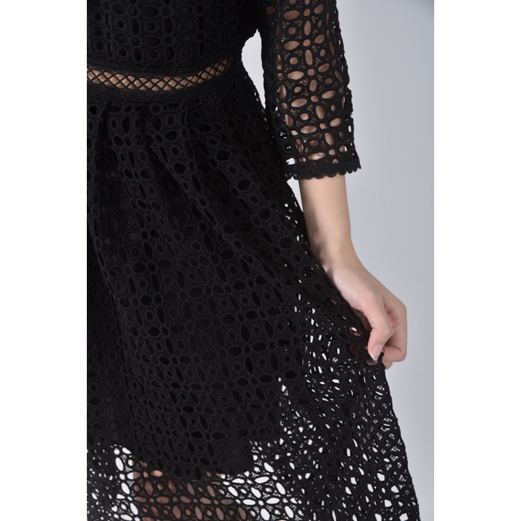 (S) amy s farm質感洞洞黑色洋裝二手衣, , large