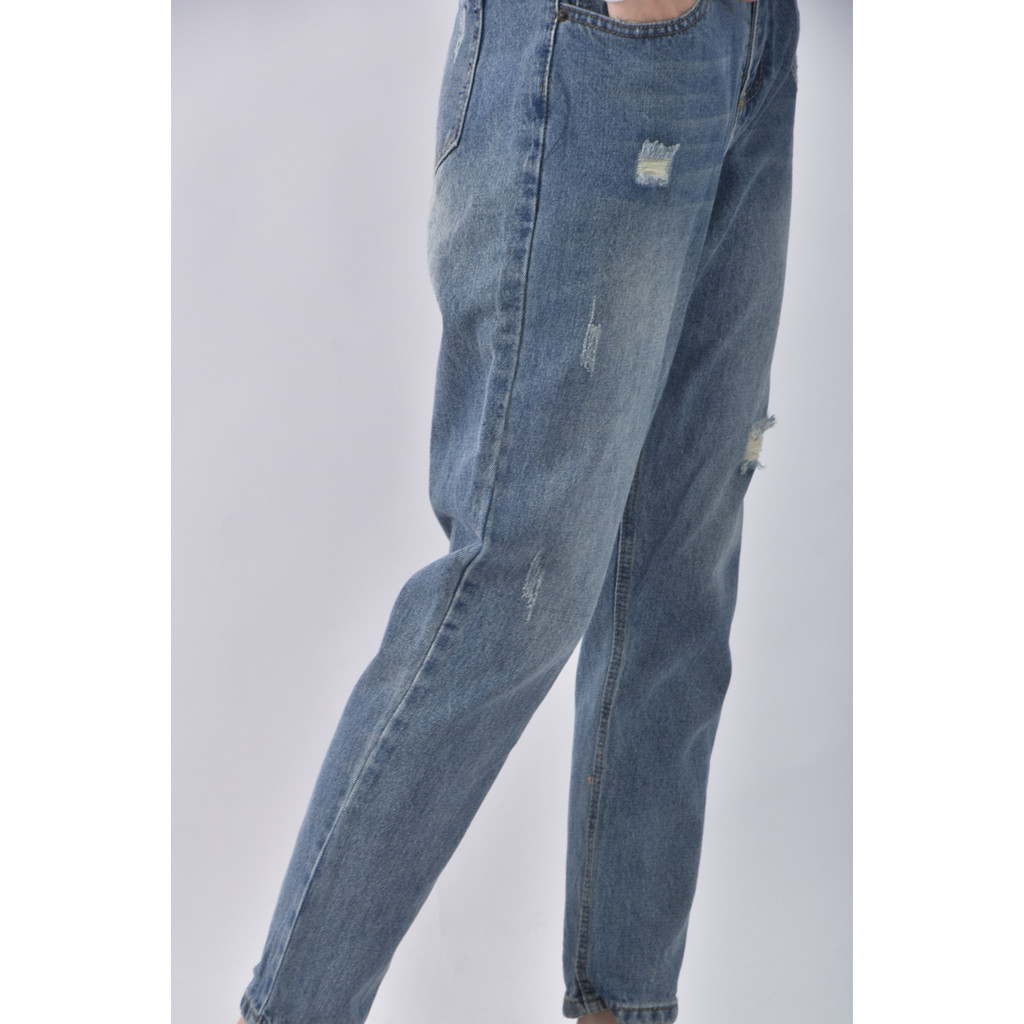 (L) 高腰丹寧牛仔棉質純棉藍色長褲二手衣, , large