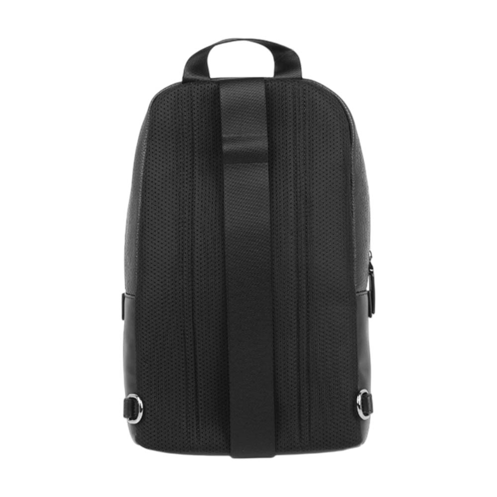 Michael Kors Cooper 銀字荔枝皮革口袋單肩背包(黑色), , large