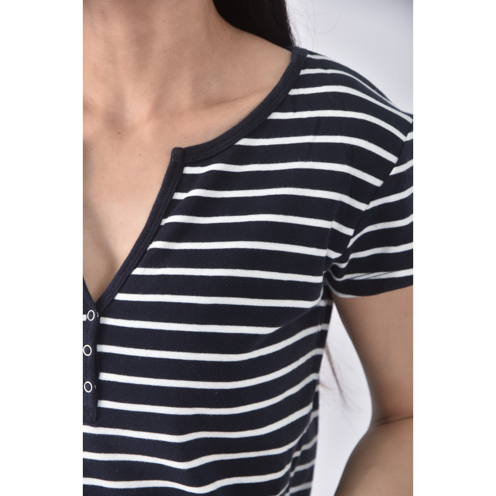 (S) esprit質感條紋藍色短袖上衣二手衣, , large