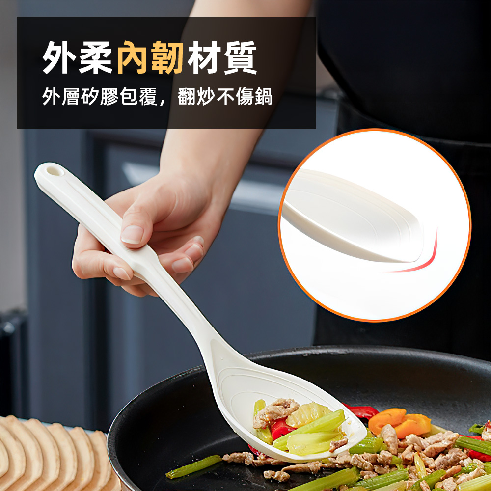 【上手家居】刻度矽膠湯勺 白色(矽膠湯匙/矽膠鏟/大湯勺/矽膠廚具), , large