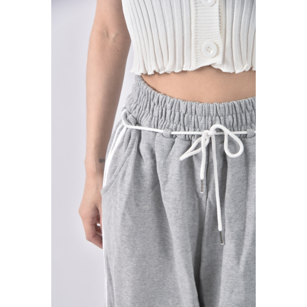 (3XL) gram高腰抽繩灰色長褲二手衣, , large