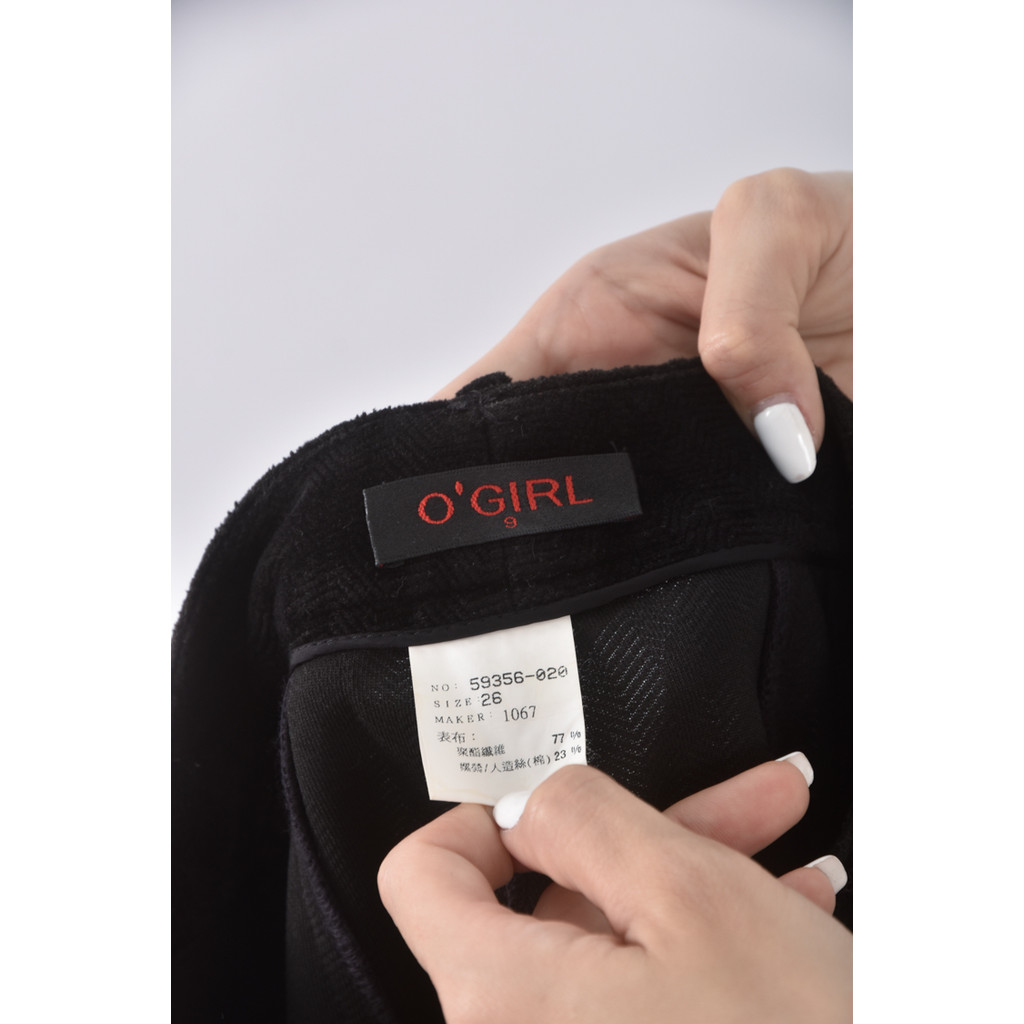 (S) o girl棉質簡約黑色長褲二手衣, , large