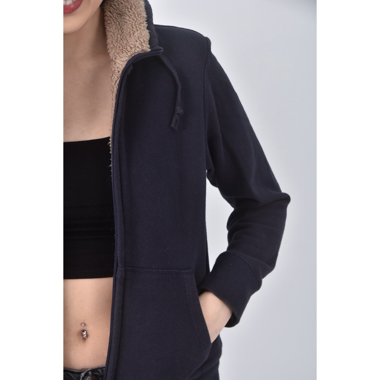 (M) uniqlo質感棉質連帽藍色外套二手衣, , large