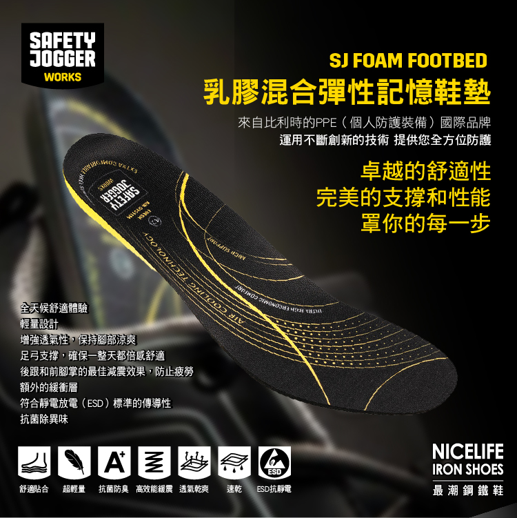 爵克 safety jogger-ESD乳膠記憶鞋墊, , large