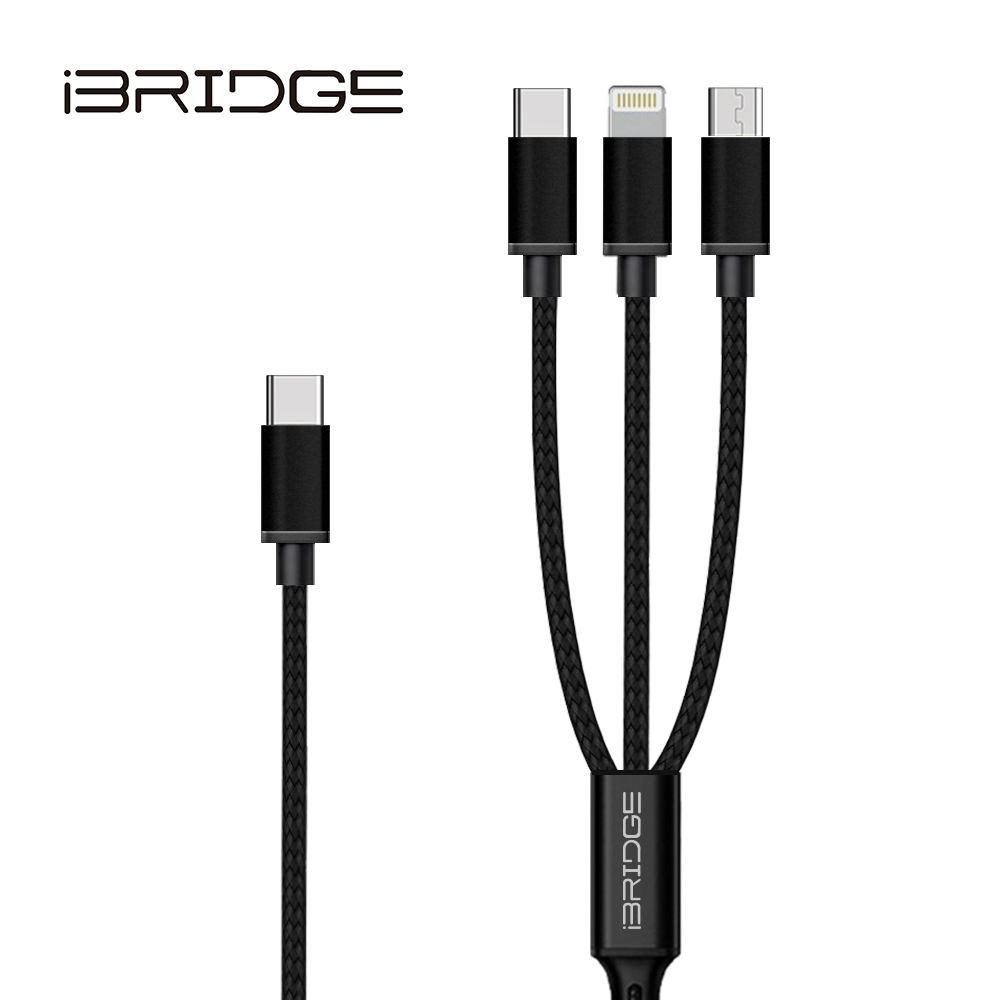 iBRIDGE 3-in-1 0.3M PD 100W transmission charging cable