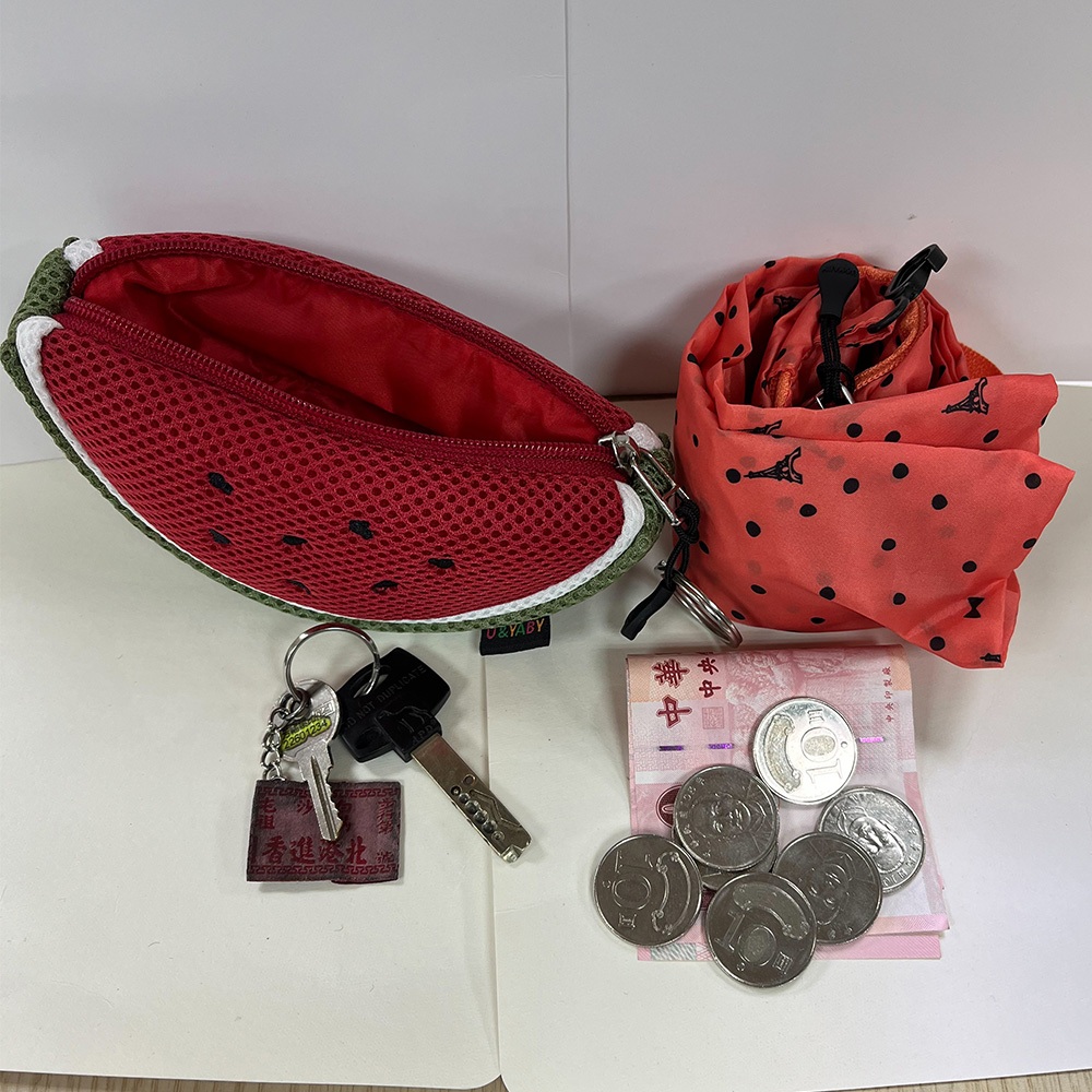 【生活好室】西瓜零錢包 零錢包 購物袋 後背包吊飾 吊飾包包 零錢包掛飾 零錢包吊飾 包包吊飾 吊飾零錢包 立體造型, , large