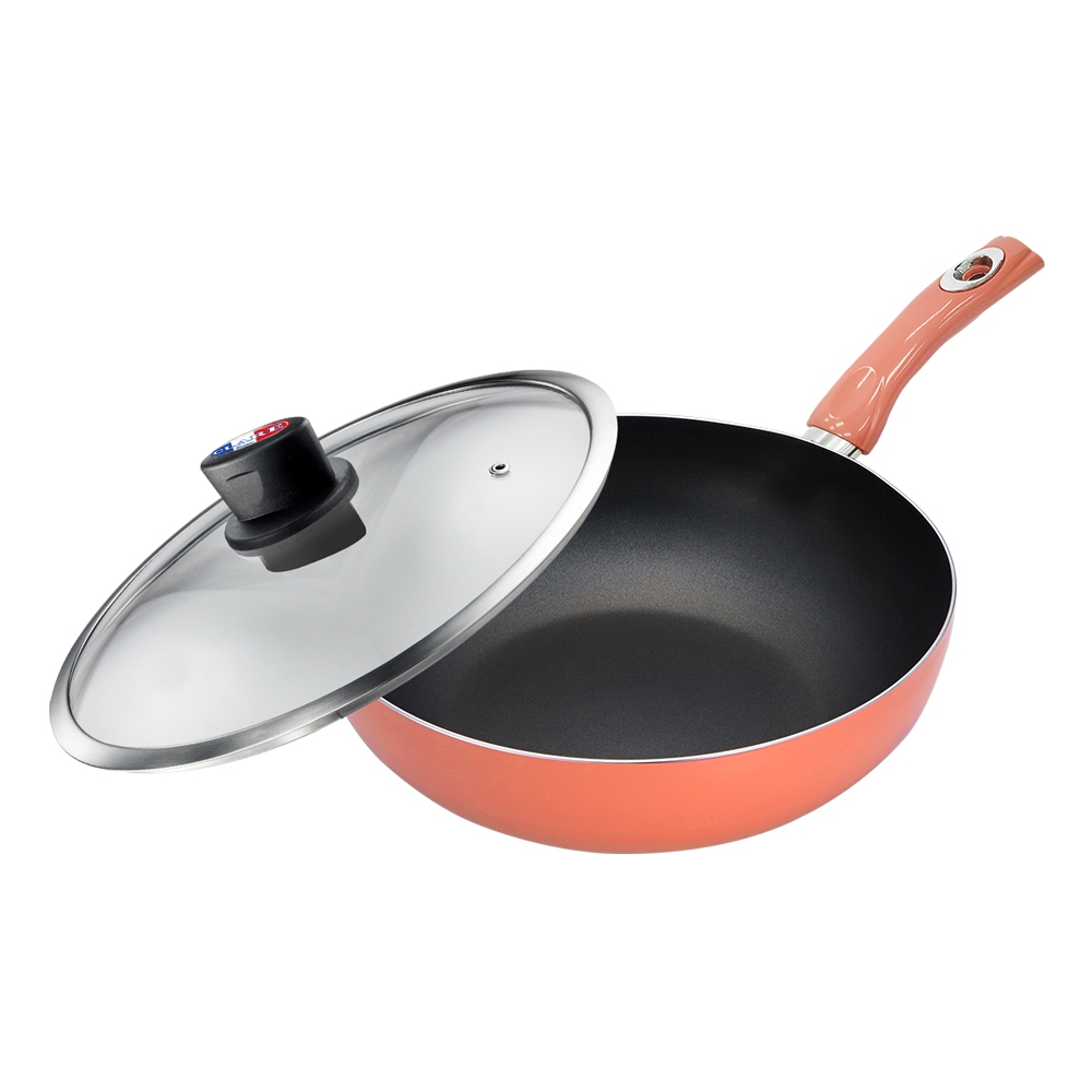 CLARE 可蕾爾 絢彩不沾炒鍋深型炒鍋IH附蓋 34cm-Leidea樂德兒, , large