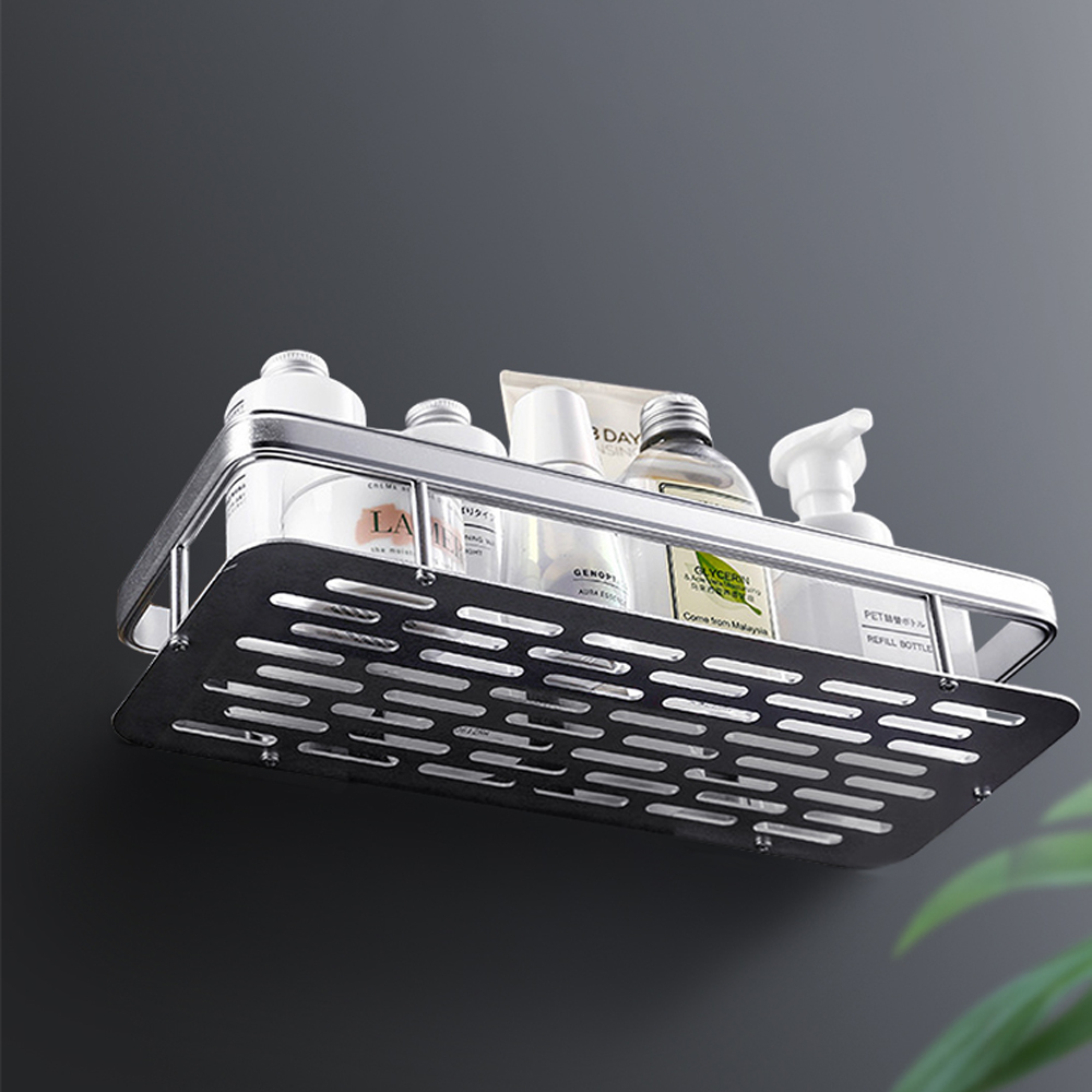 【上手家居】太空鋁無痕置物架-銀白色(浴室收納/廁所置物架/浴室收納架/無痕置物架/太空鋁沐浴露架), , large