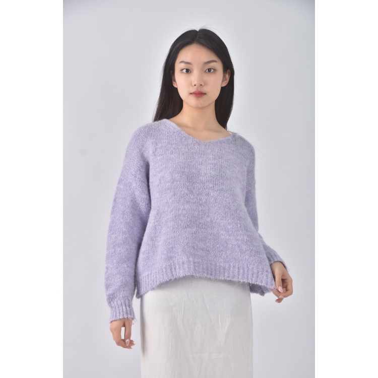 (XL) niceioi質感羊毛V領紫色長袖上衣二手衣, , large