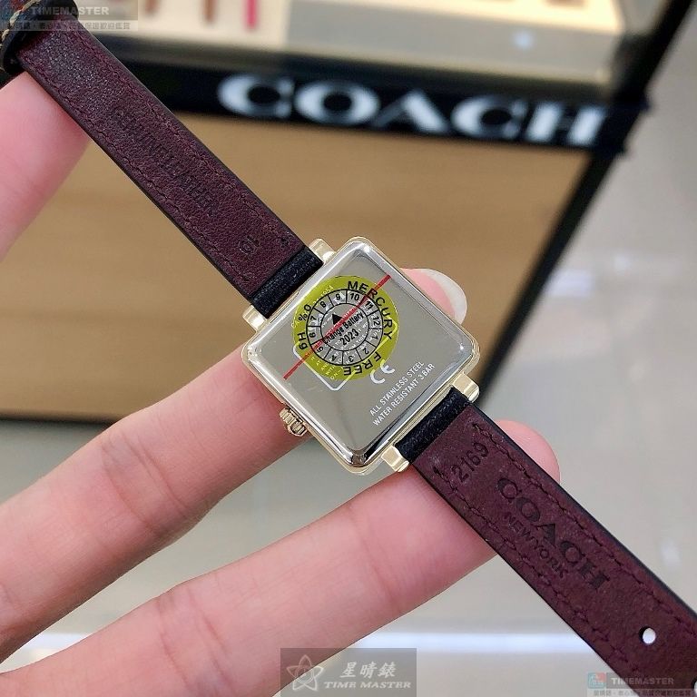 [星晴錶業]COACH手錶,22mm,CH00220黑色錶面金色錶殼深黑色真皮皮革錶帶款, , large