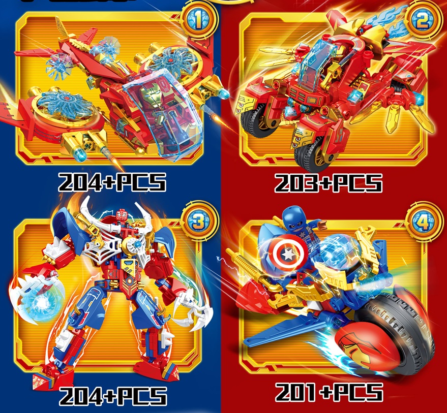  [Brick Republic]LUCKY 237 Iron Mecha &ndash; Set of 4 (Educational Building Blocks), , large