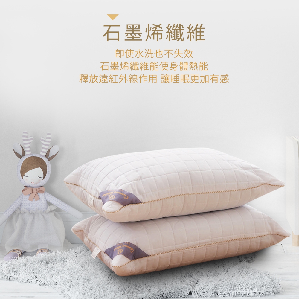 【吉梵尼 范侖鐵諾】台灣製造 石墨烯遠紅外線健康枕 石墨烯枕2入, , large
