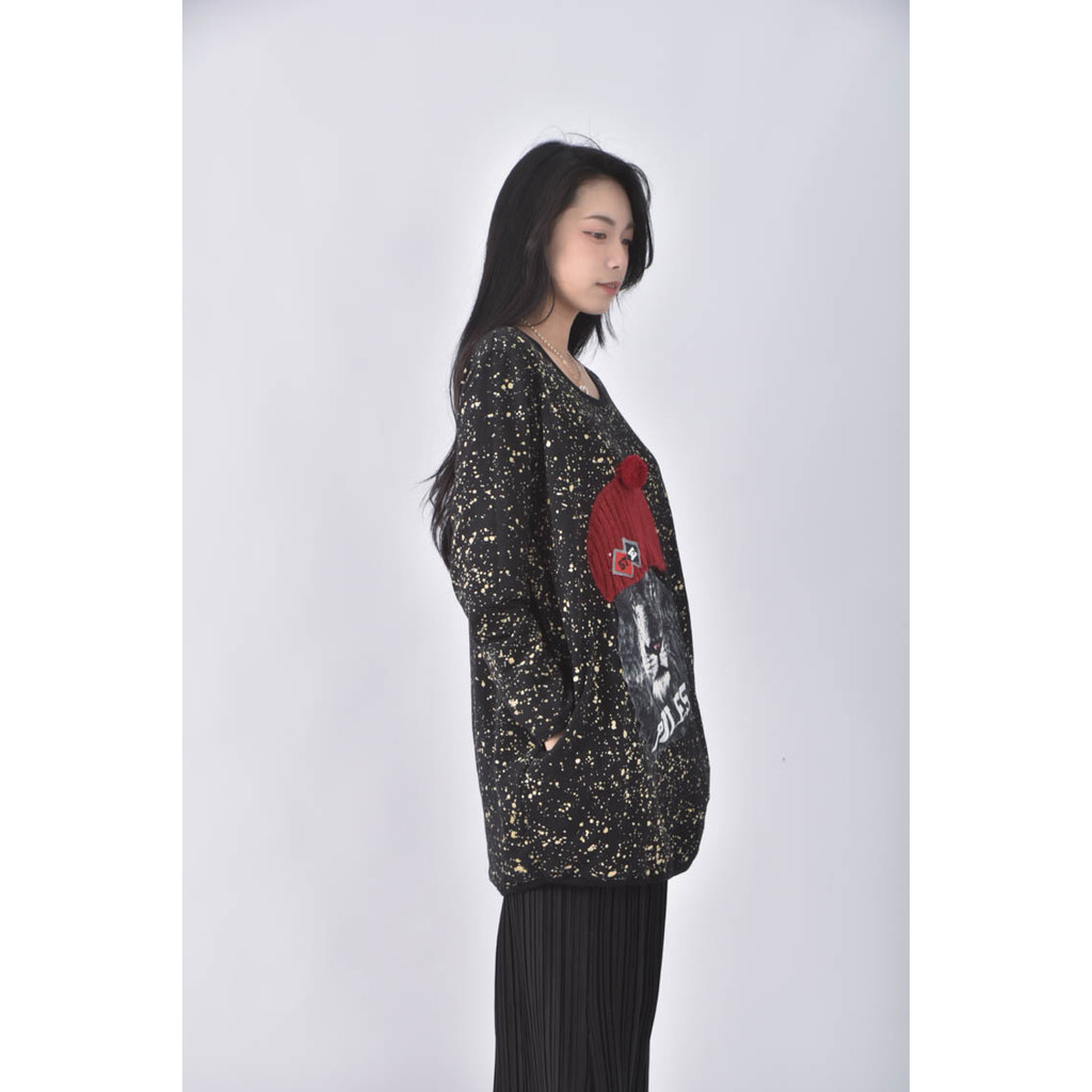 (XL) 大圖黑色長袖上衣二手衣, , large