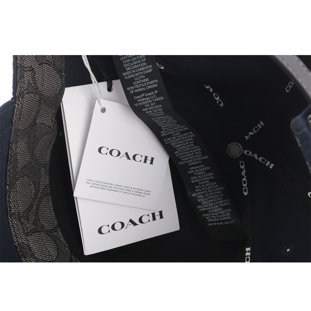 COACH 刺繡標誌棉質棒球帽 XS-S/海軍藍, , large
