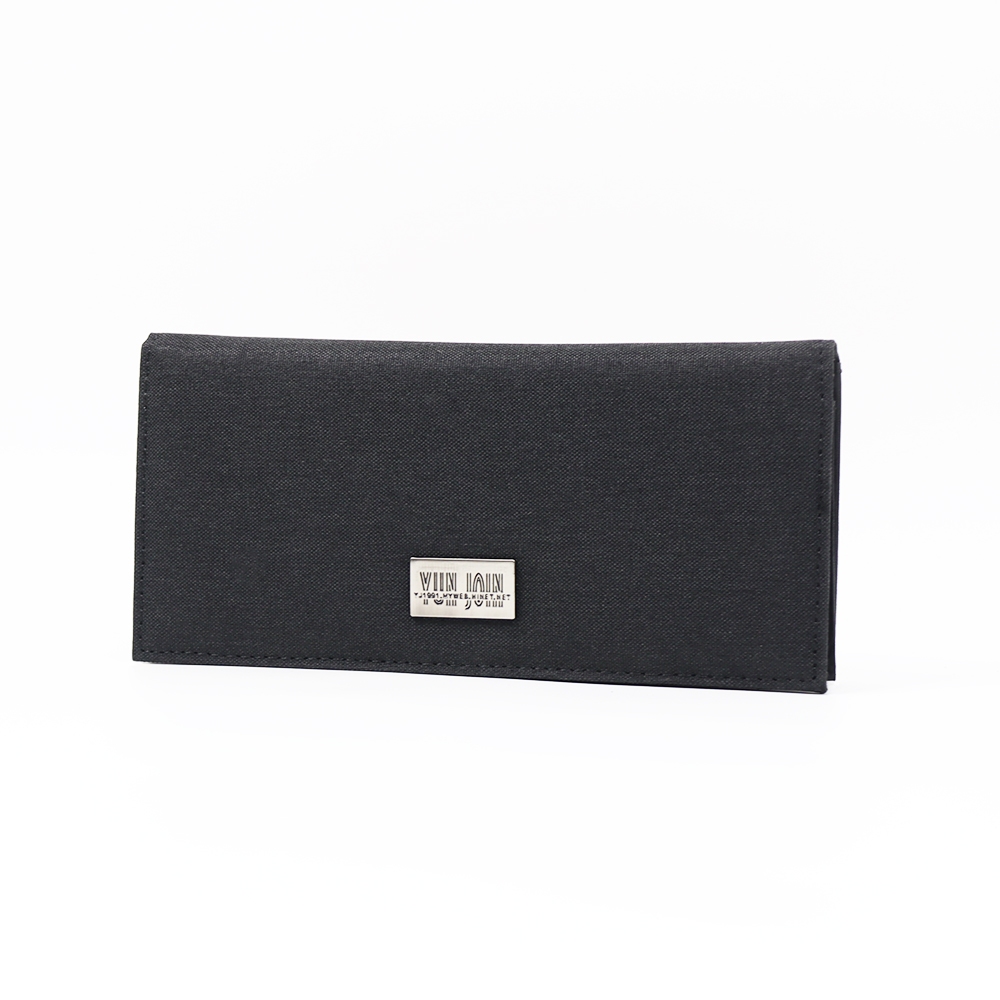 【YUN JOIN】 WOVEN 日系織面長夾-黑色 皮夾 錢包 尼龍夾 尼龍票夾 素面 防潑水 開學 禮物, , large