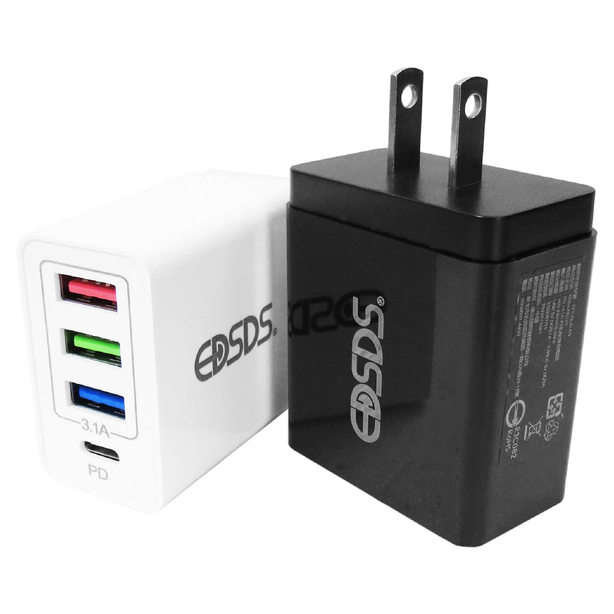 鉅玉經典｜EDSDS 四孔充電頭USB+TPYE-C EDS-USB103, , large