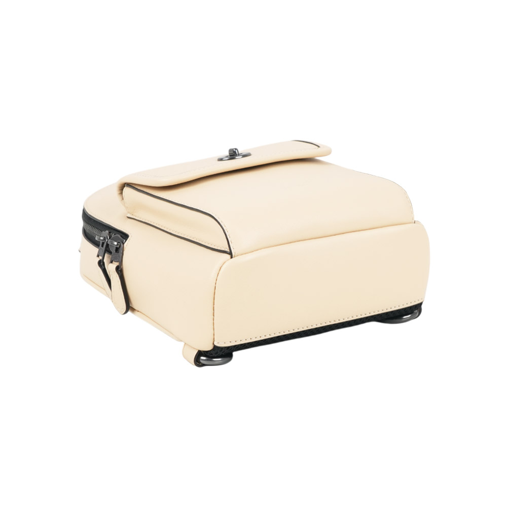 COACH Turnlock 轉釦設計小牛皮單肩背包(象牙白), , large