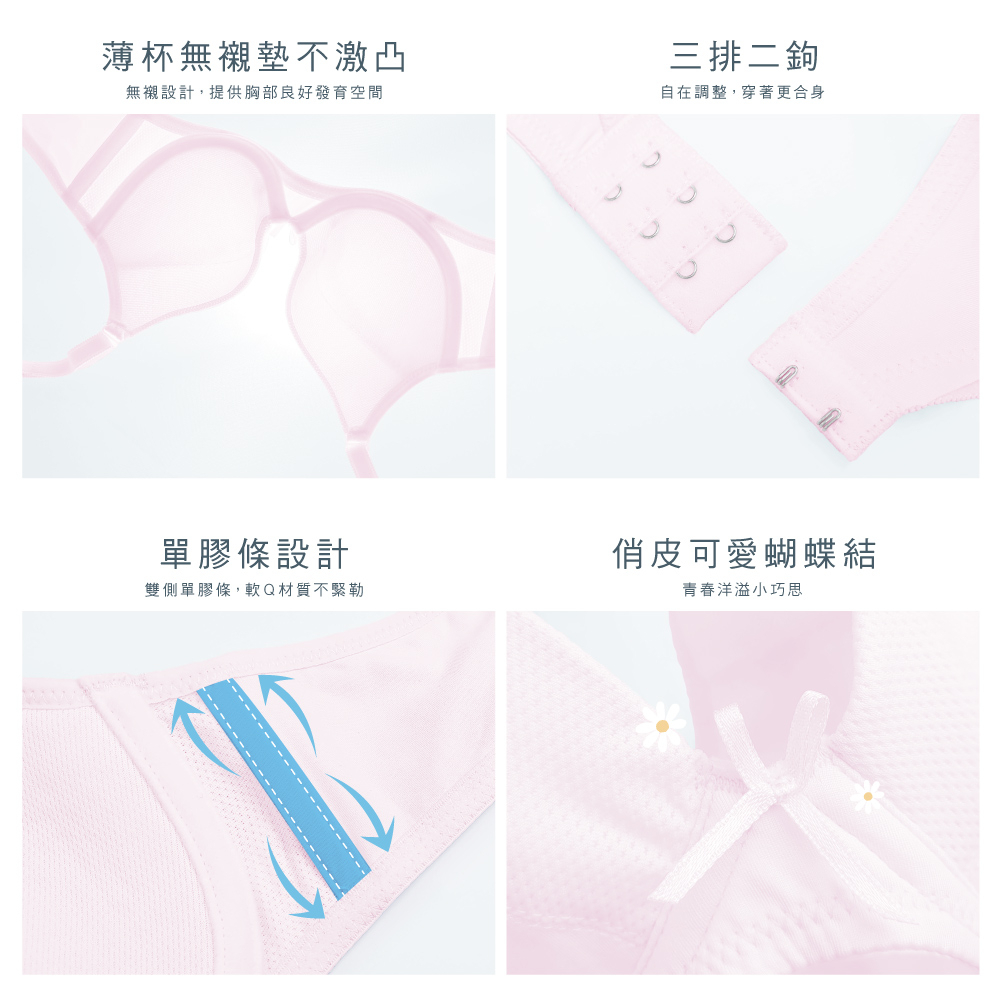 可蘭霓Clany 冰礦涼感排汗軟鋼圈BCD內衣 少女內衣 成長型內衣 6990-31 粉色, , large