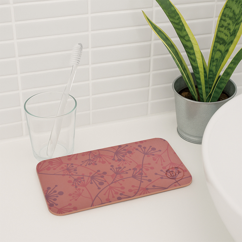 【Monster】 Soft Diatomaceous Earth Soap Dish Absorbent Mat (19x10cm) – Cloudy Sea Blossom, , large