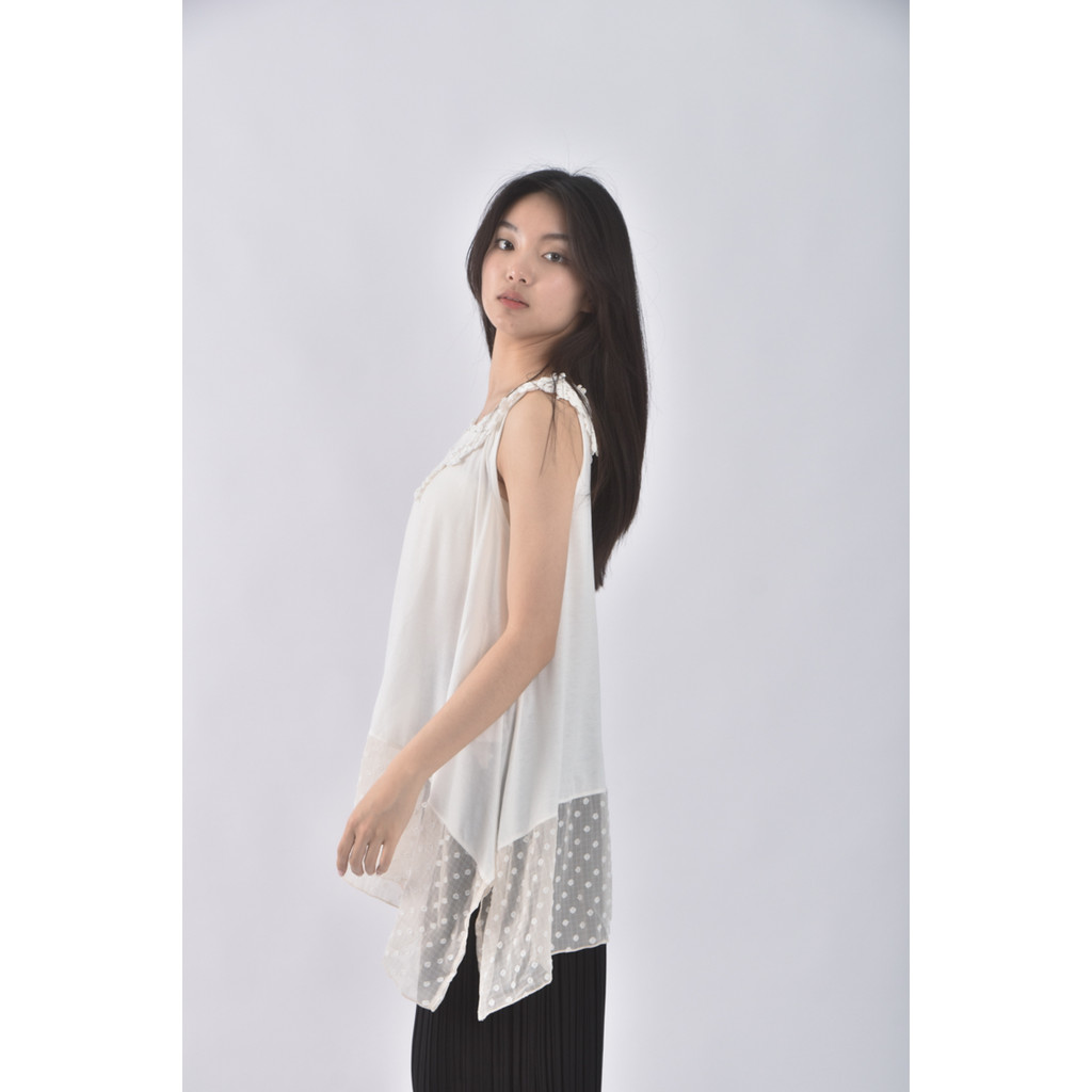 (M) scolar無袖白色上衣二手衣, , large