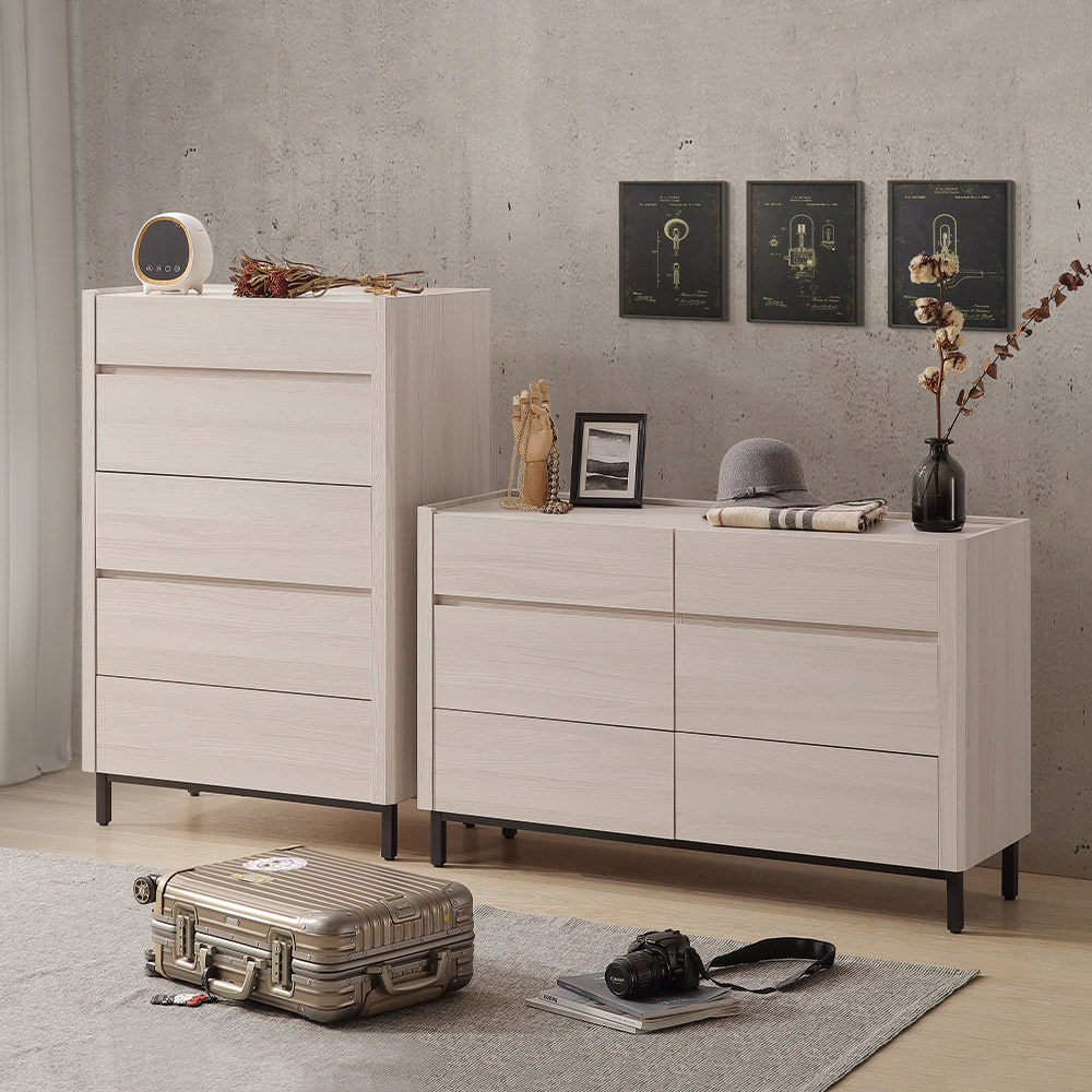 【唯熙傢俱】馬修斯橡木白五斗櫃 抽屜櫃, , large