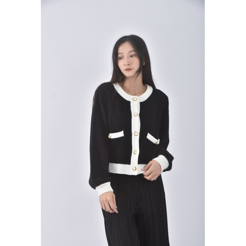 (S) majestic legon質感圓領黑色長袖上衣二手衣, , large