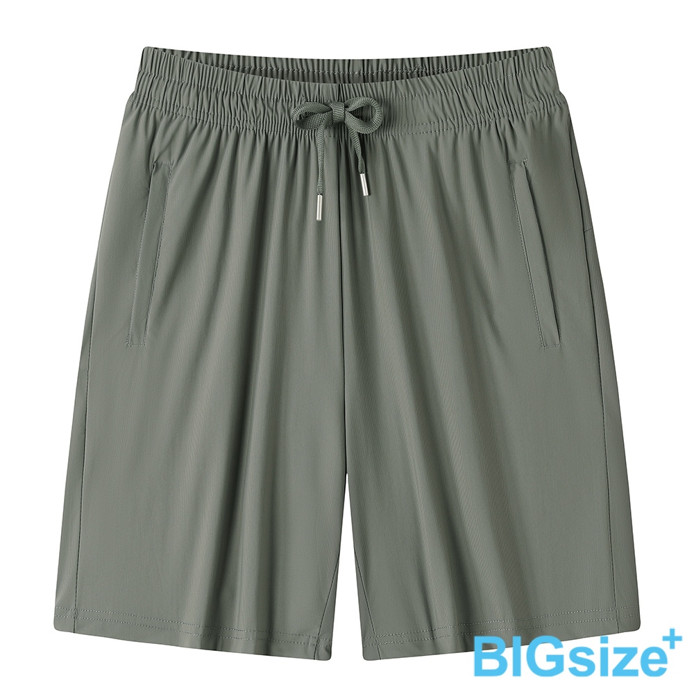大尺碼-冰絲 排汗 彈性 短褲-黑/卡其/軍綠/灰-0205561, 70灰, large