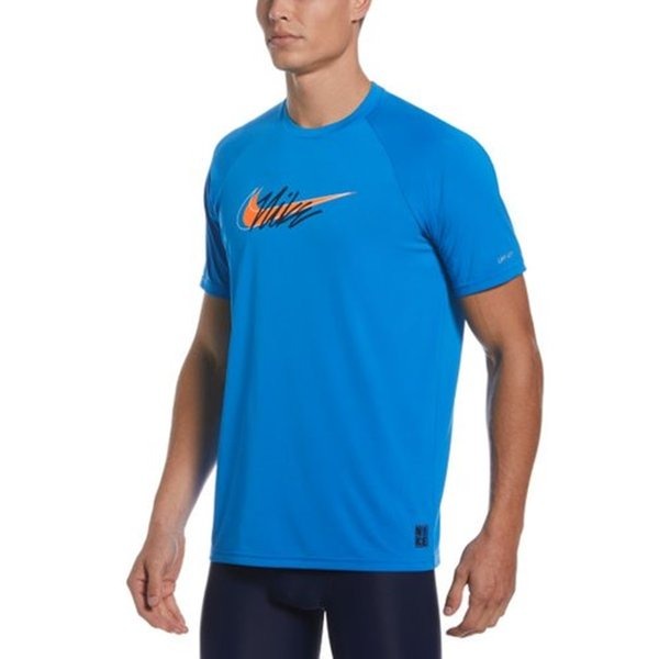 NIKE SCRIPT LOGO 成人男性短袖防曬衣 抗UV DRI-FIT 運動上衣 NESSC653 【樂買網】, 458 相片藍,M, large